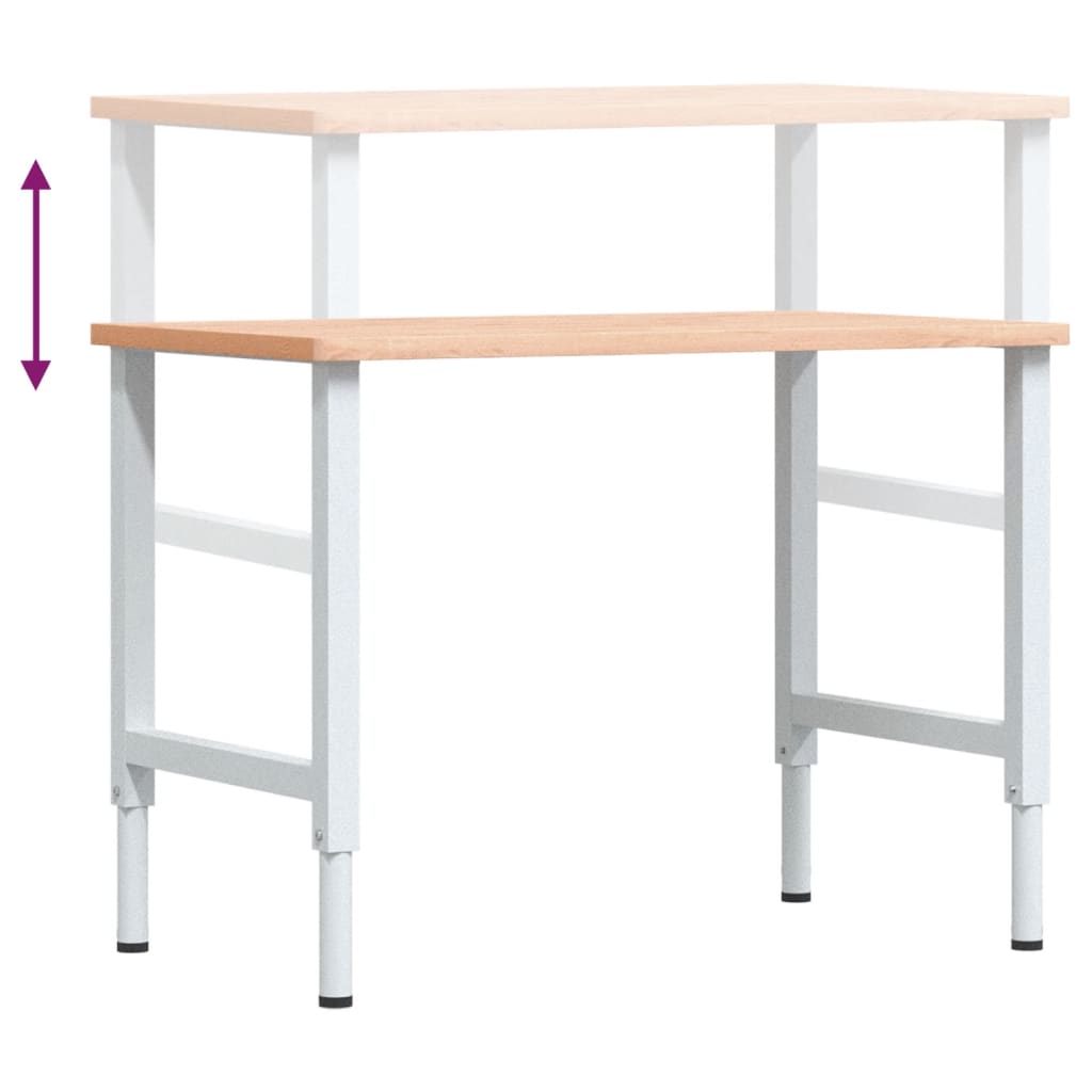 Werkbank rechthoekig 100x60x(71,5-98) cm massief beukenhout