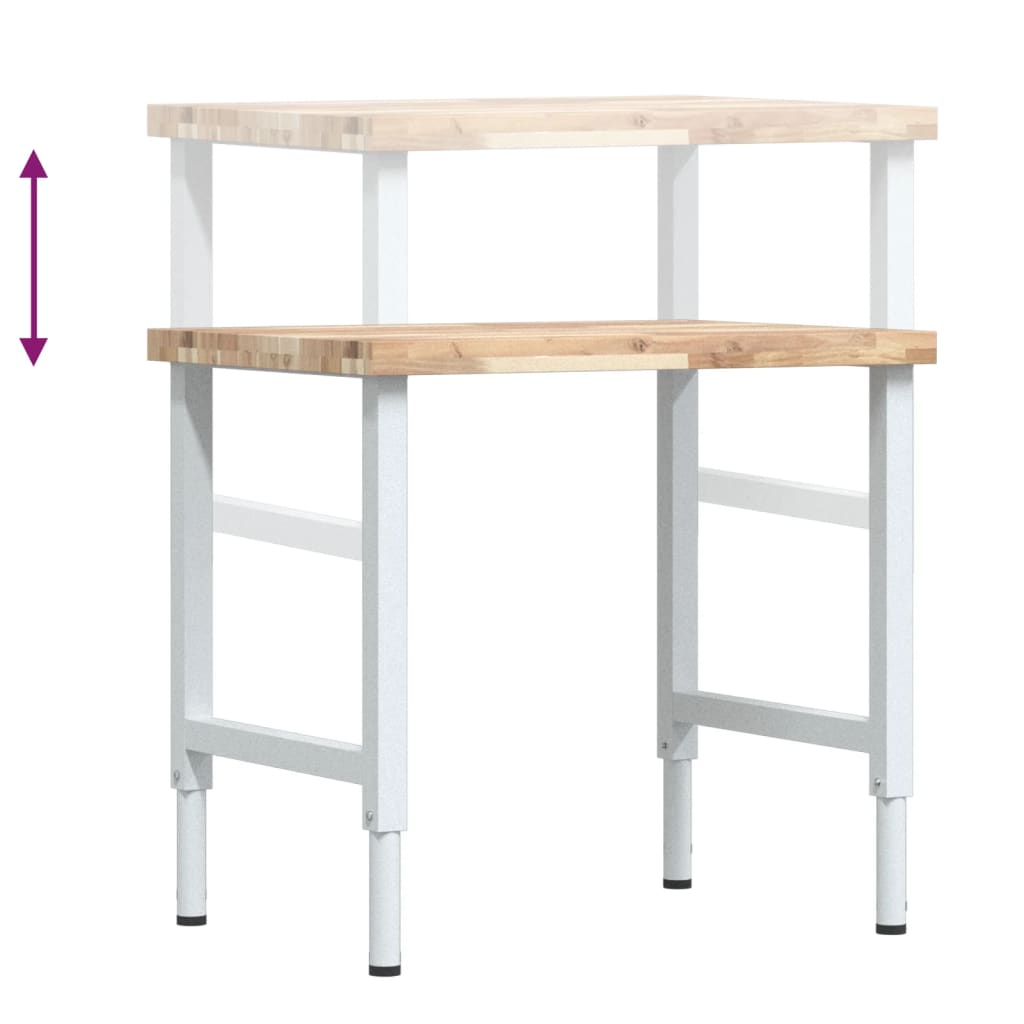 Werkbank rechthoekig 80x60x(73-99,5) cm massief acaciahout