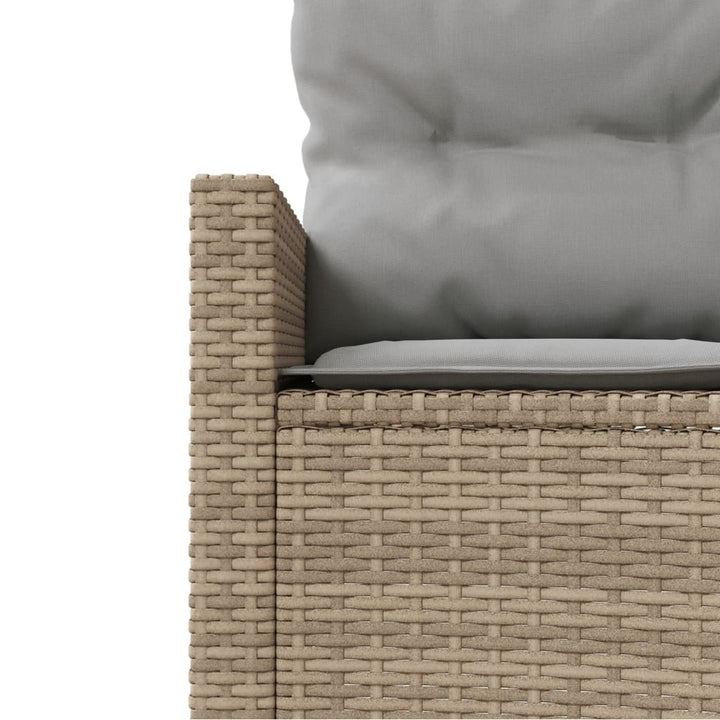 Tuinbank met kussens halfrond poly rattan beige