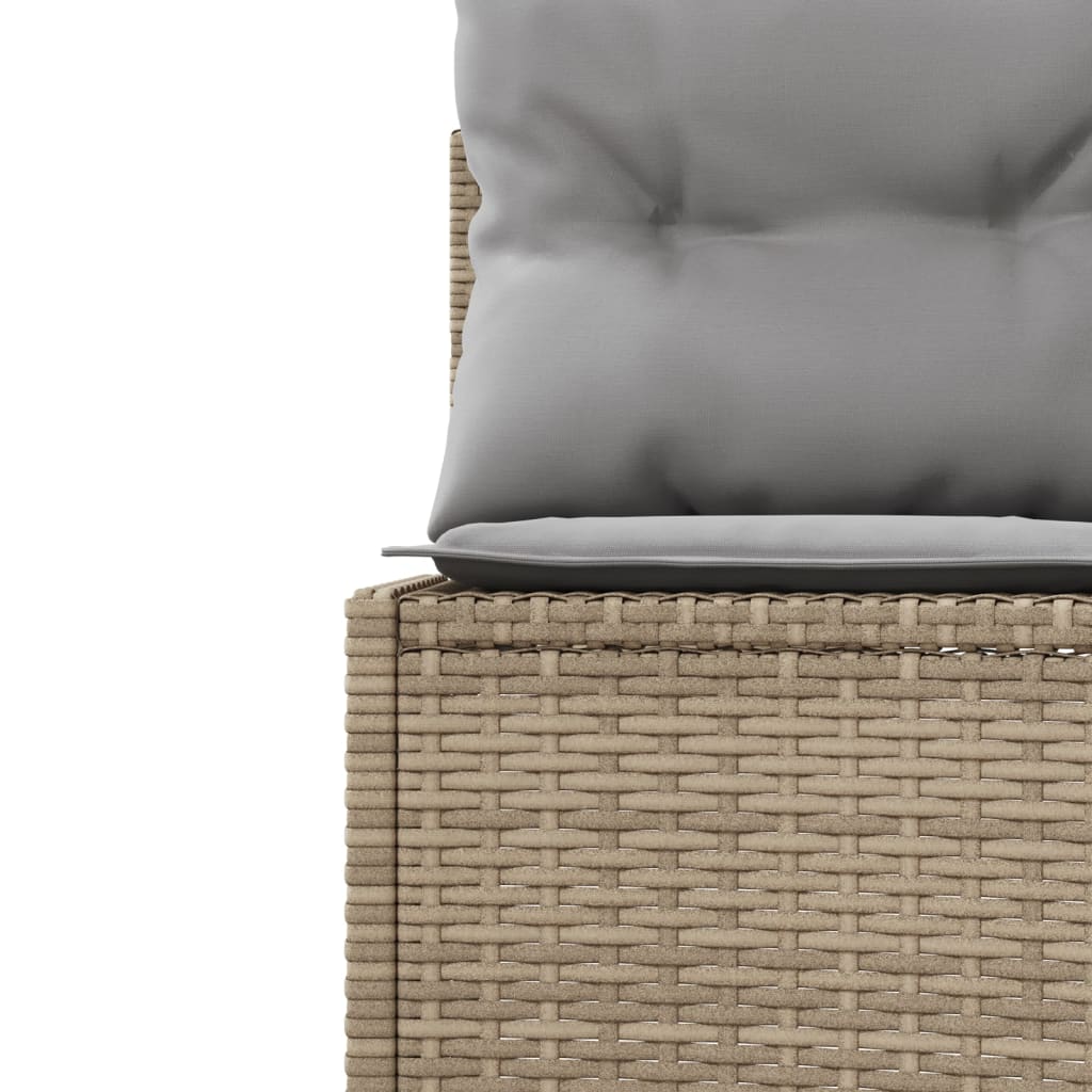 Tuinbank met kussens rond poly rattan beige