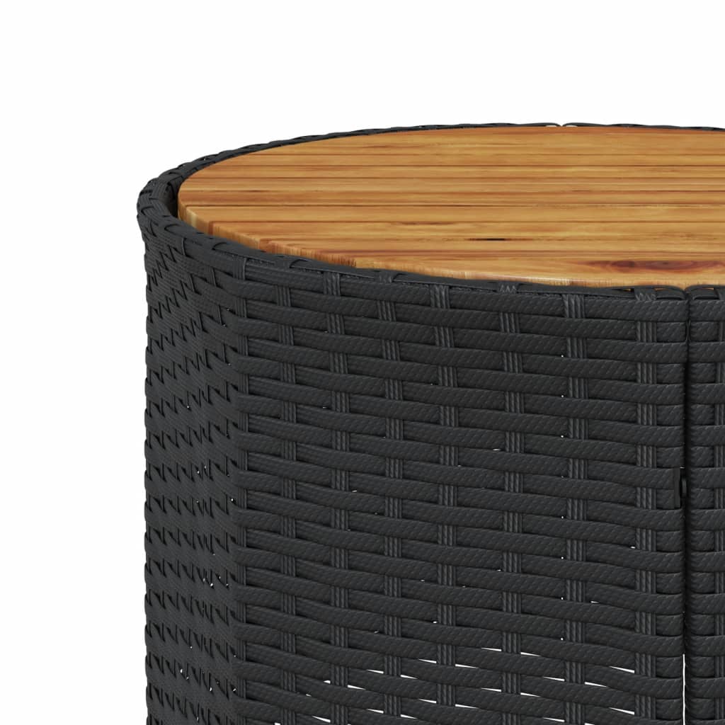 Tuinbank met tafel en kussens rond poly rattan zwart