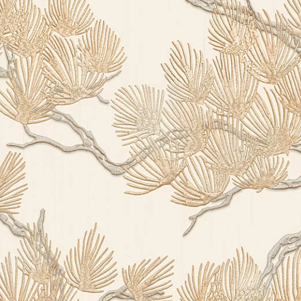 DUTCH WALLCOVERINGS Behang Pine Tree crèmekleurig