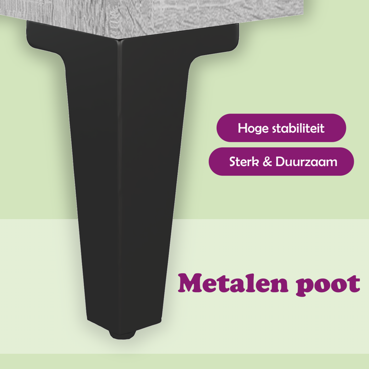 Nachtkastjes 2 st met metalen poten 40x30x50 cm grijs sonoma