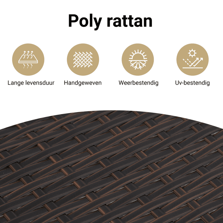 Kamerscherm 3 panelen poly rattan bruin