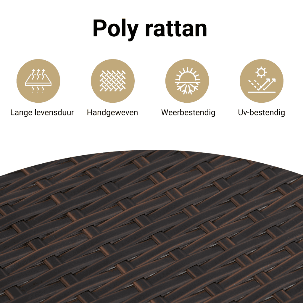 Tuinbank 2-zits met kussens poly rattan bruin