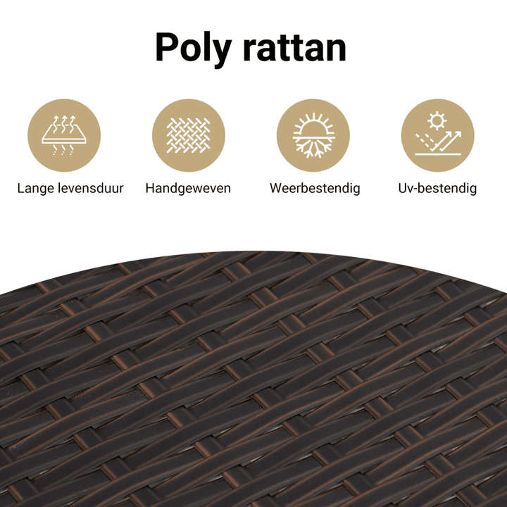 Tuinstoel verstelbaar met kussens poly rattan bruin