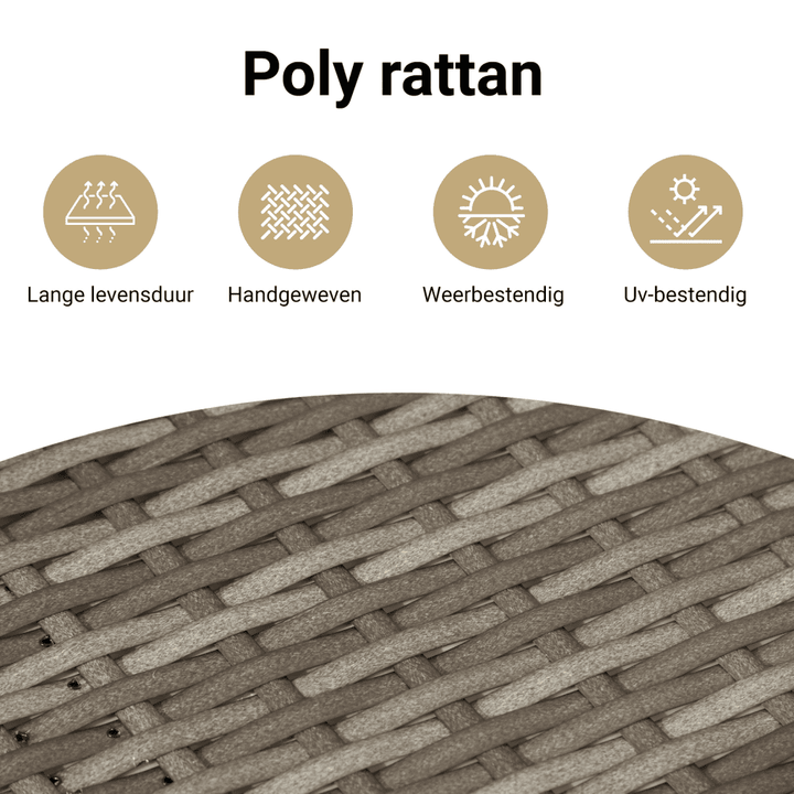 Tuinbankje verstelbaar met kussens poly rattan grijs