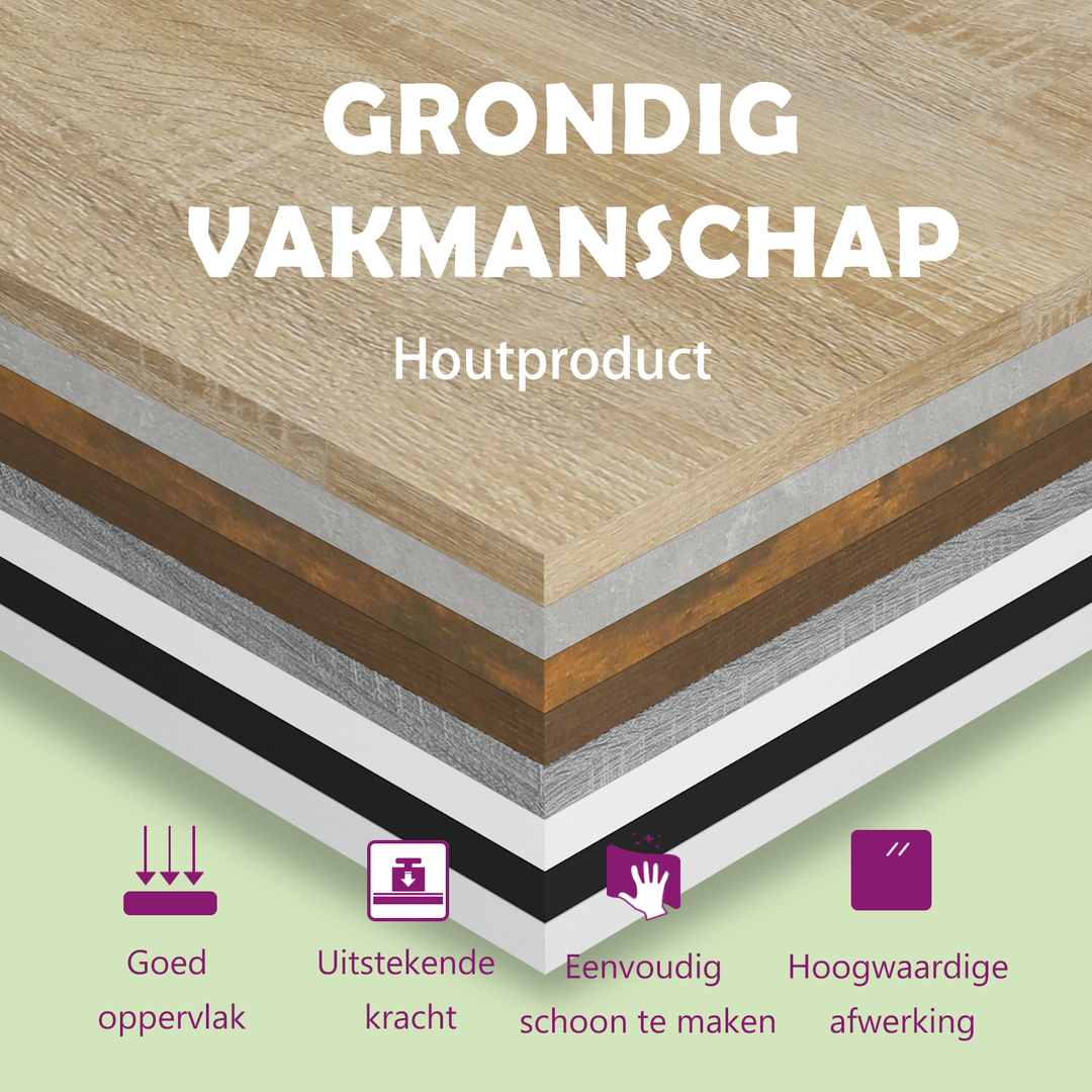 Bureaukast 33,5x50x75 cm bewerkt hout gerookt eikenkleurig