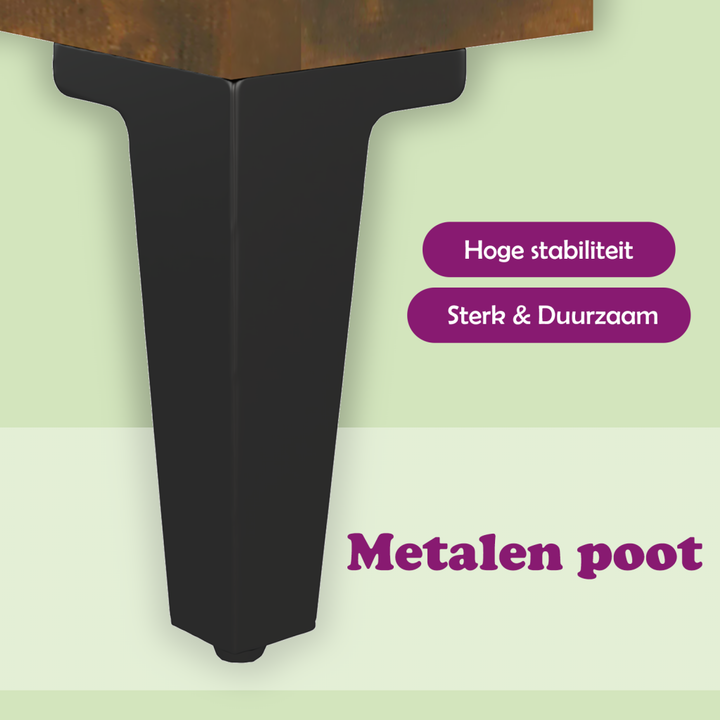 Nachtkastjes 2 st met metalen poten 40x30x50 cm gerookt eiken