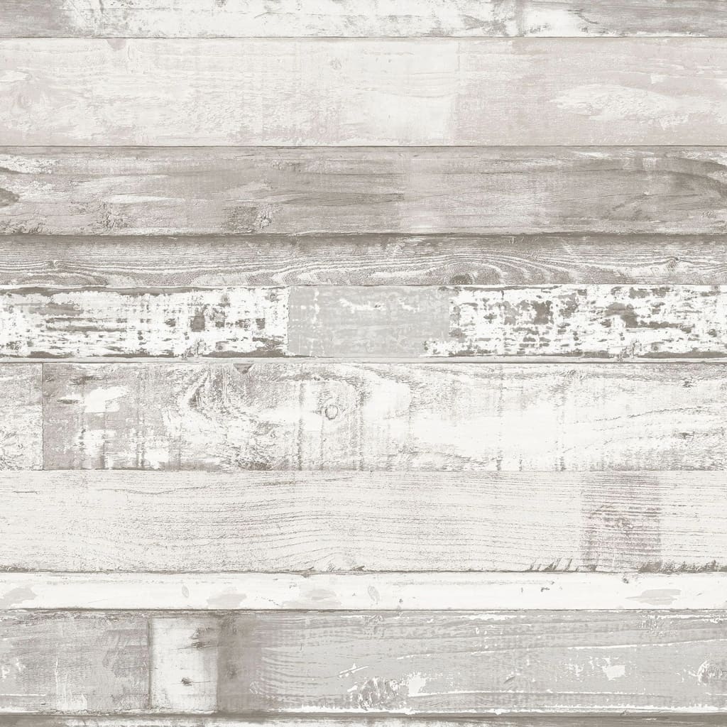 Homestyle Behang Wood gebroken wit en grijs