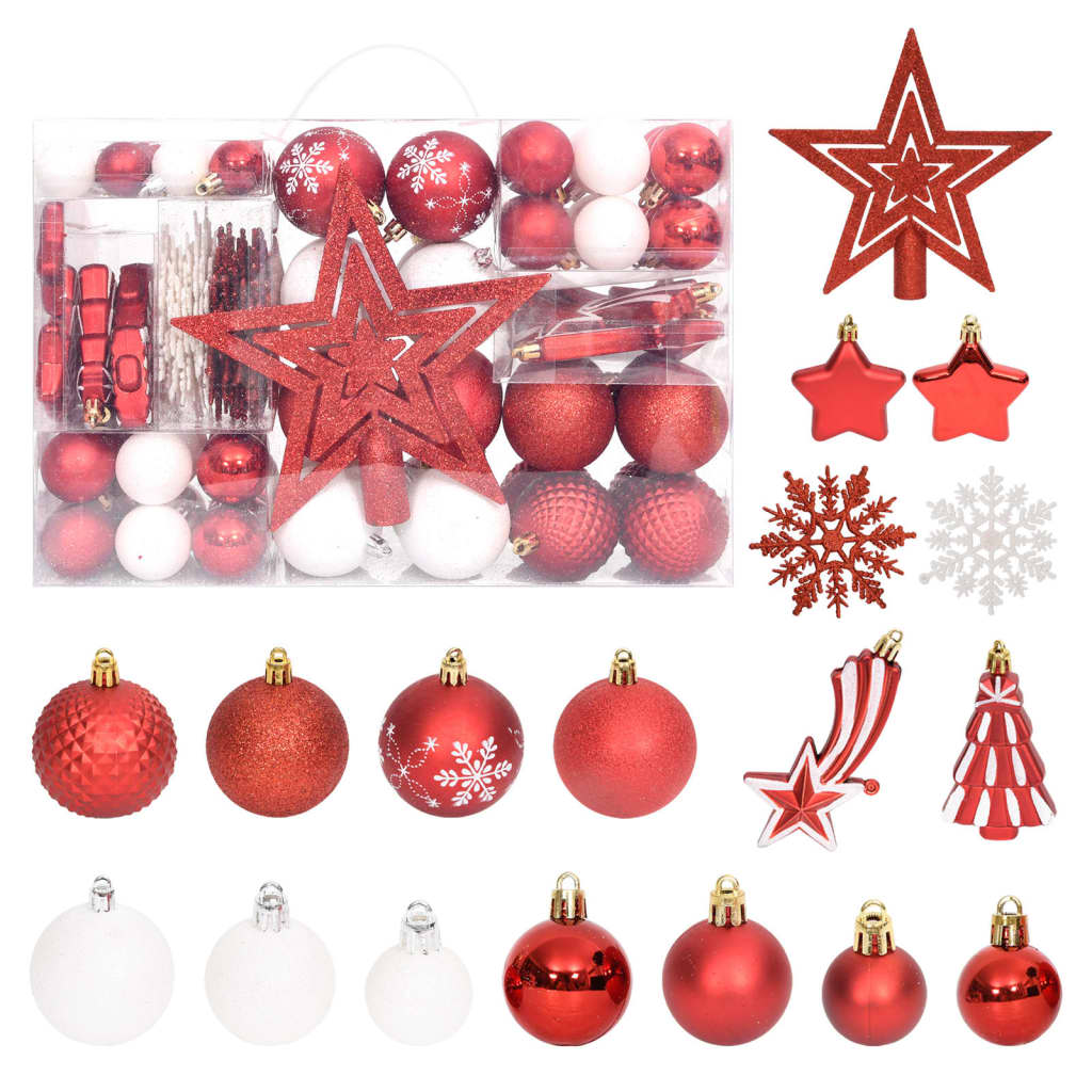 108-delige Kerstballenset rood en wit - Griffin Retail