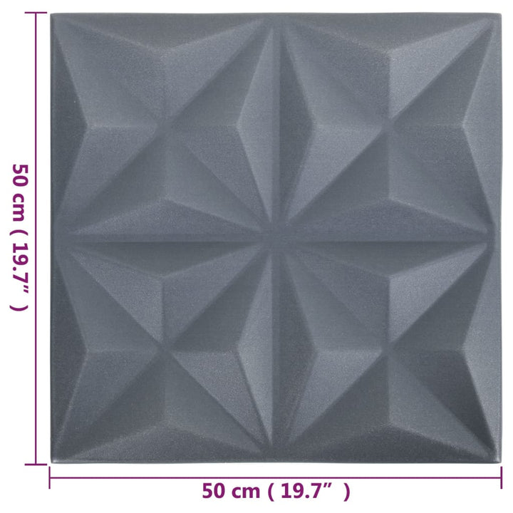 12 st Wandpanelen 3D 3 m² 50x50 cm origamigrijs - Griffin Retail