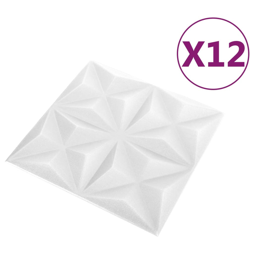 12 st Wandpanelen 3D 3 m² 50x50 cm origamiwit - Griffin Retail