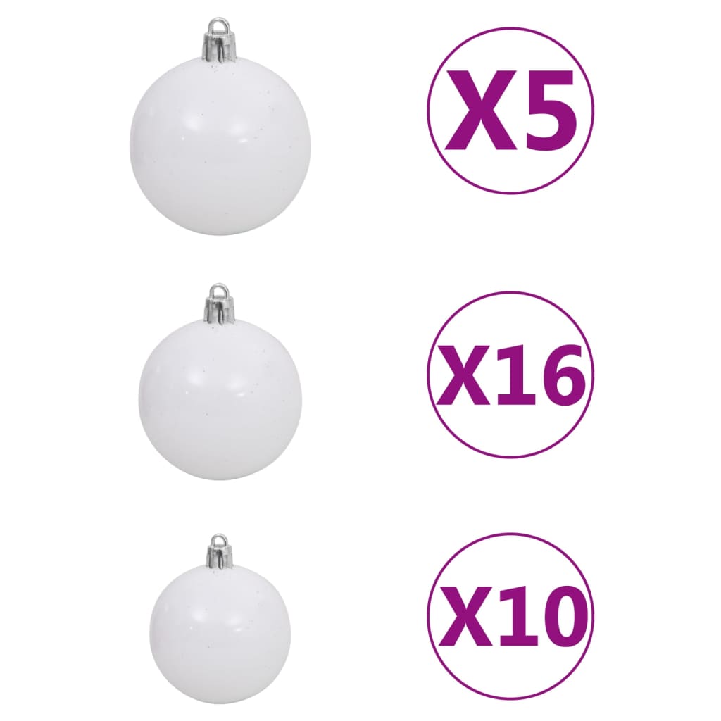 120-delige Kerstballenset met piek en 300 LED's wit en grijs - Griffin Retail