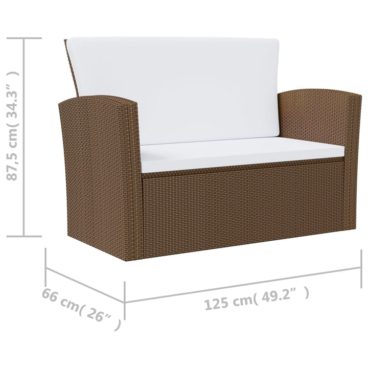 16-delige Loungeset met kussens poly rattan bruin - Griffin Retail