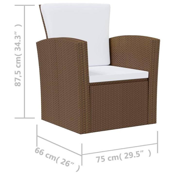 16-delige Loungeset met kussens poly rattan bruin - Griffin Retail