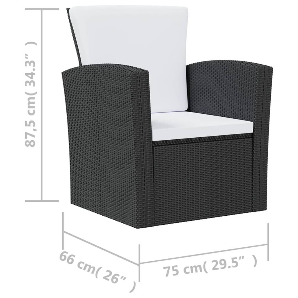 16-delige Loungeset met kussens poly rattan zwart - Griffin Retail