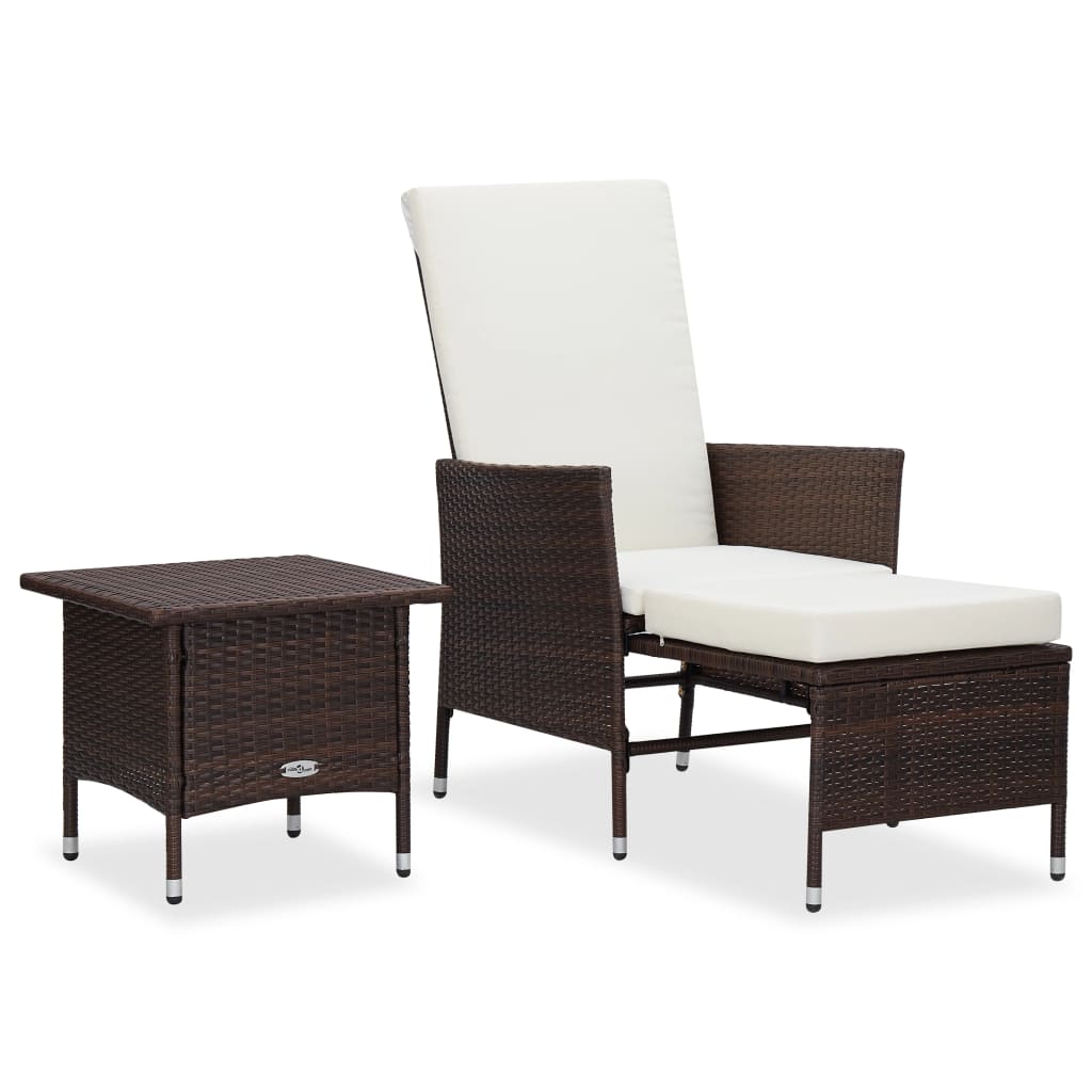 2-delige Loungeset met kussens poly rattan bruin - Griffin Retail