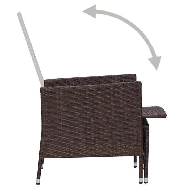 2-delige Loungeset met kussens poly rattan bruin - Griffin Retail