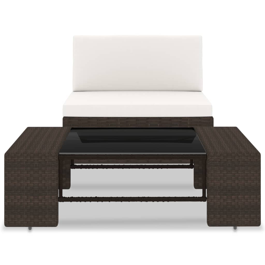 2-delige Loungeset poly rattan bruin - Griffin Retail