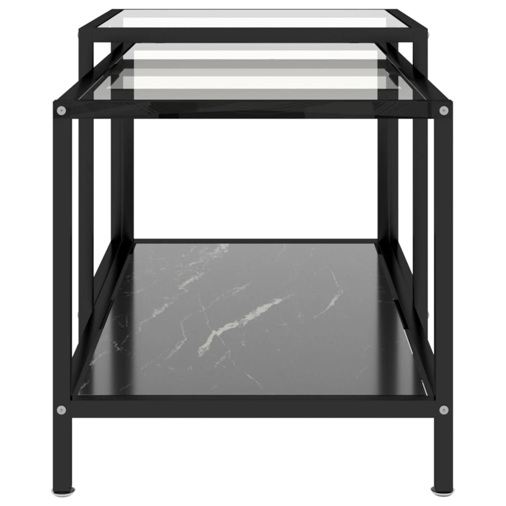 2-delige Salontafelset gehard glas zwart - Griffin Retail