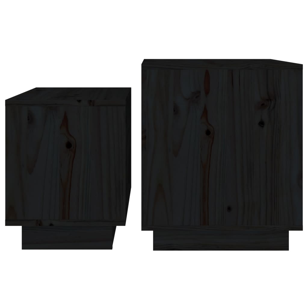 2-delige Salontafelset massief grenenhout zwart - Griffin Retail