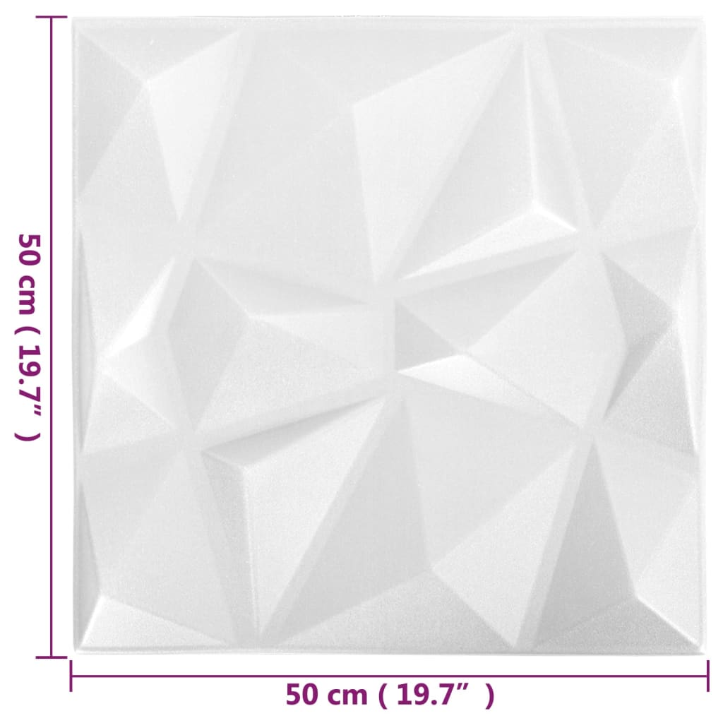 24 st Wandpanelen 3D 6 m² 50x50 cm diamantwit - Griffin Retail