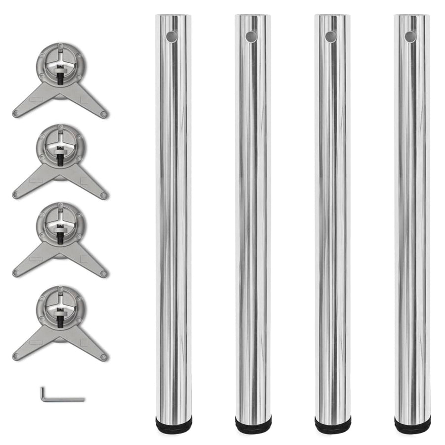 242133 4 Height Adjustable Table Legs Chrome 710 mm - Griffin Retail