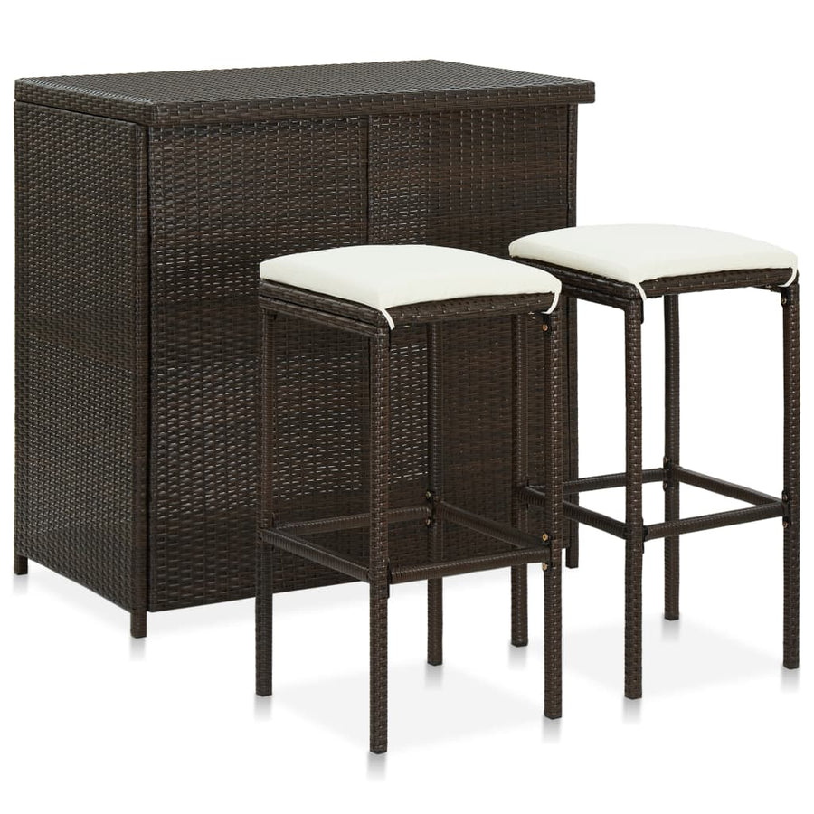 3-delige Barset poly rattan bruin - Griffin Retail