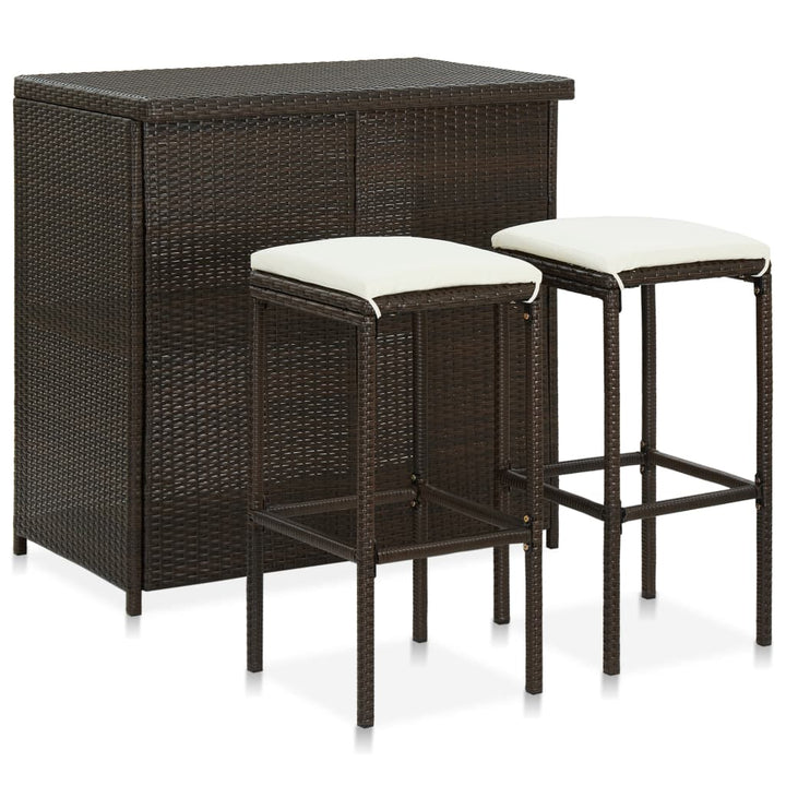 3-delige Barset poly rattan bruin - Griffin Retail