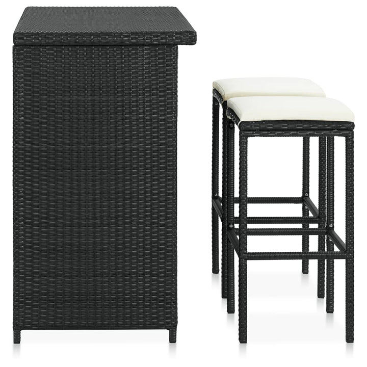 3-delige Barset poly rattan zwart - Griffin Retail