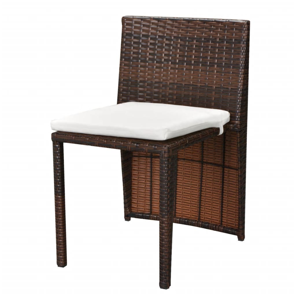 3-delige Bistroset met kussens poly rattan bruin - Griffin Retail