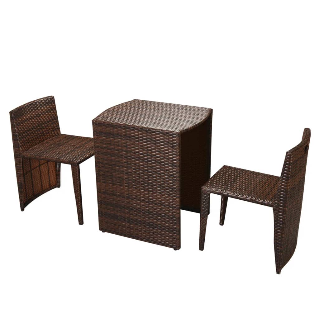 3-delige Bistroset met kussens poly rattan bruin - Griffin Retail