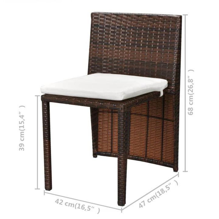 3-delige Bistroset met kussens poly rattan bruin - Griffin Retail