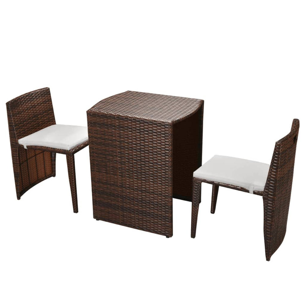 3-delige Bistroset met kussens poly rattan bruin - Griffin Retail