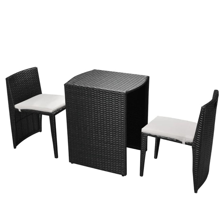 3-delige Bistroset met kussens poly rattan zwart - Griffin Retail