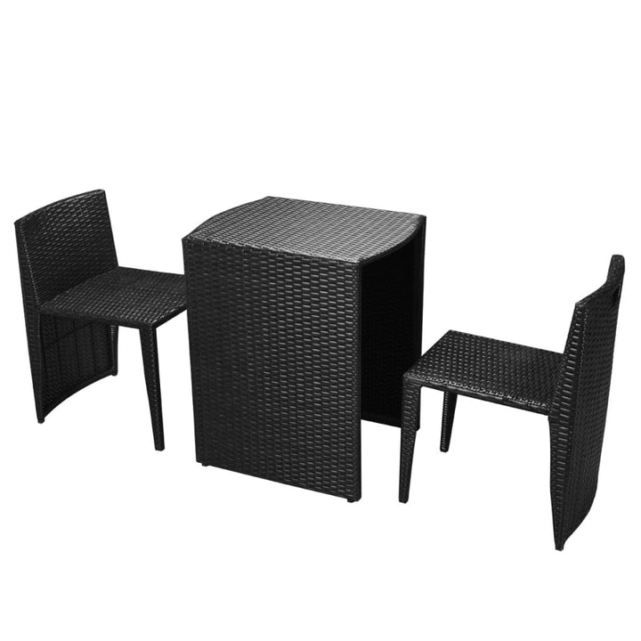 3-delige Bistroset met kussens poly rattan zwart - Griffin Retail