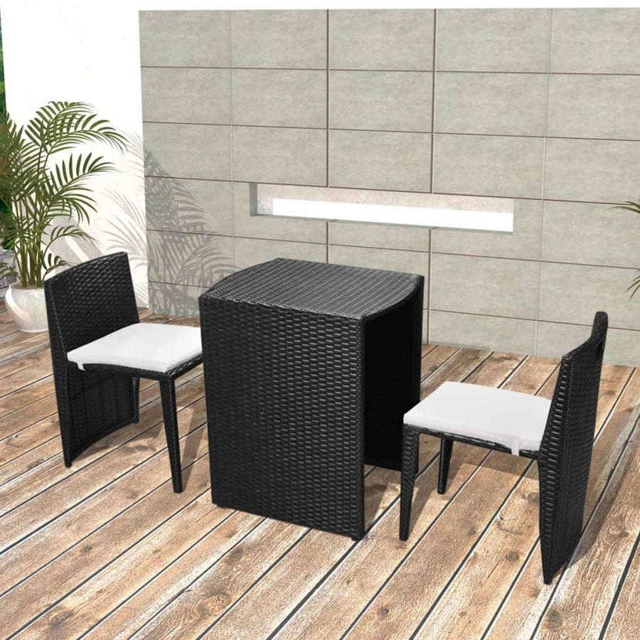 3-delige Bistroset met kussens poly rattan zwart - Griffin Retail