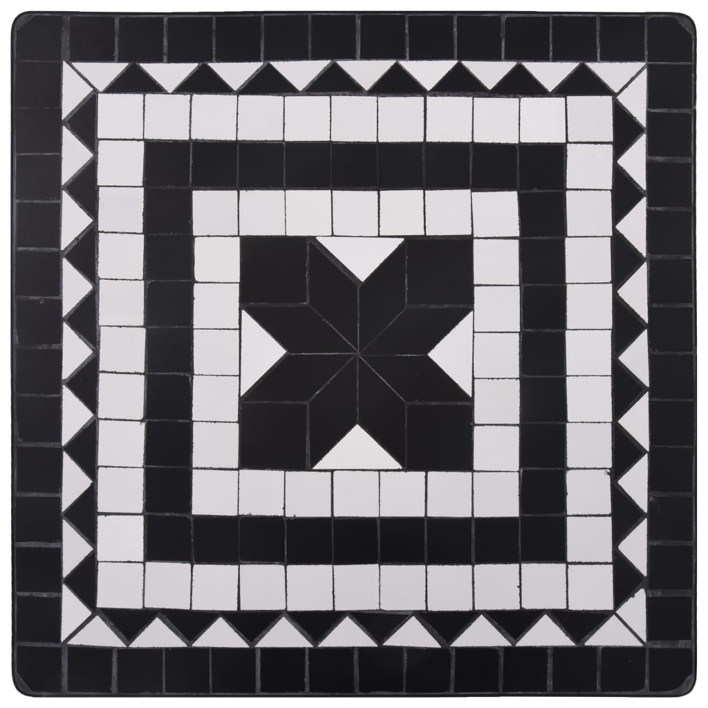 3-delige Bistroset mozaïek keramische tegel zwart en wit - Griffin Retail