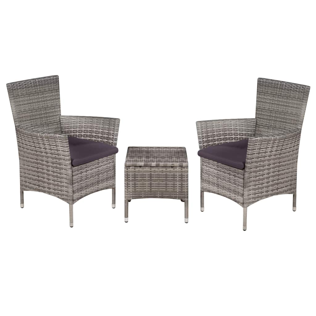 3-delige Bistroset poly rattan grijs - Griffin Retail