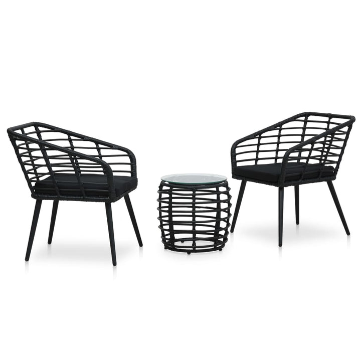 3-delige Bistroset poly rattan zwart - Griffin Retail