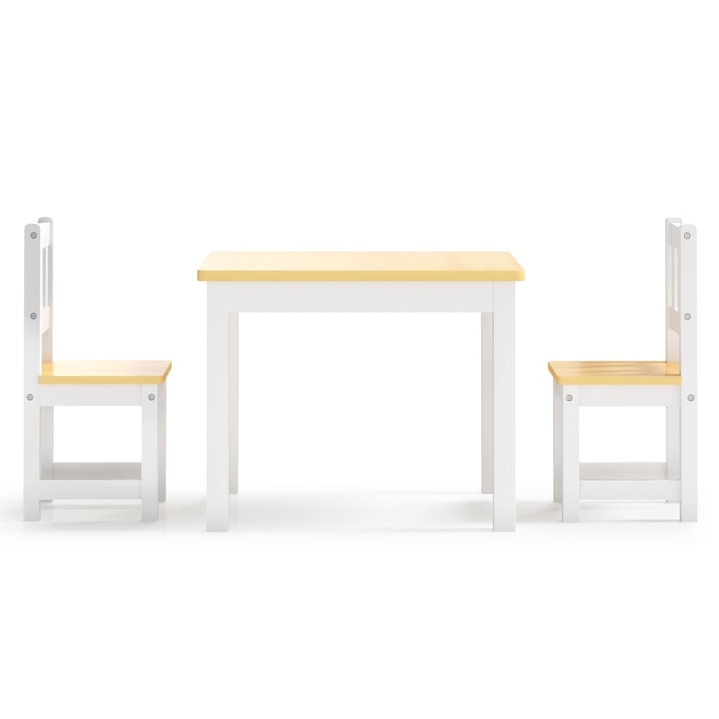3-delige Kindertafel- en stoelenset MDF wit en beige - Griffin Retail
