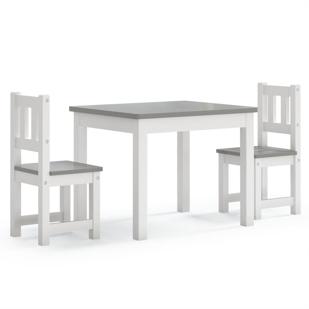 3-delige Kindertafel- en stoelenset MDF wit en grijs - Griffin Retail