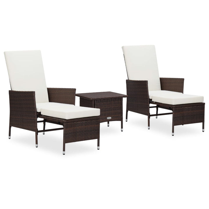 3-delige Loungeset met kussens poly rattan bruin - Griffin Retail