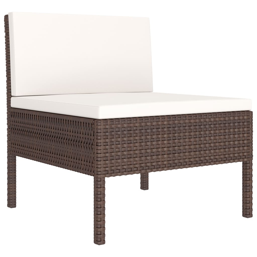 3-delige Loungeset met kussens poly rattan bruin - Griffin Retail