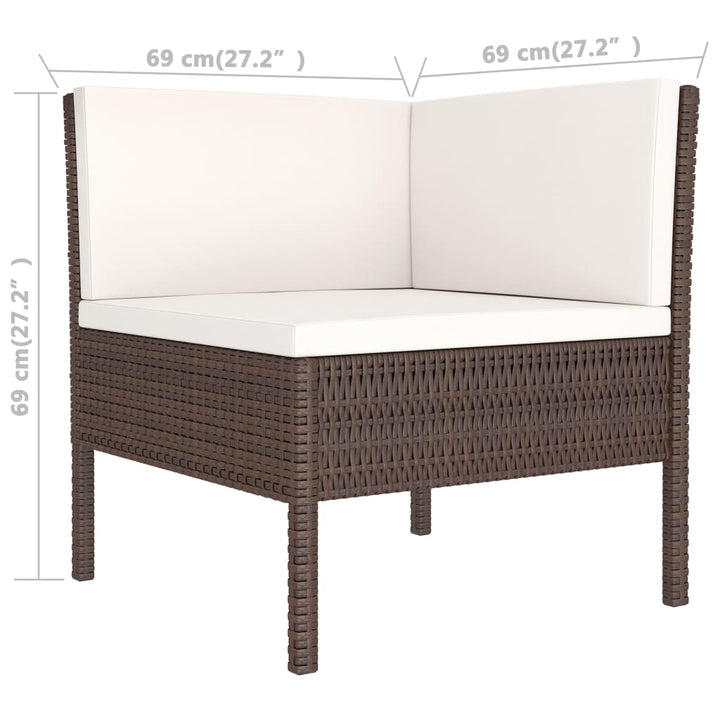 3-delige Loungeset met kussens poly rattan bruin - Griffin Retail