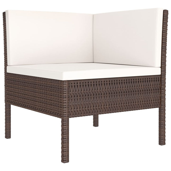 3-delige Loungeset met kussens poly rattan bruin - Griffin Retail