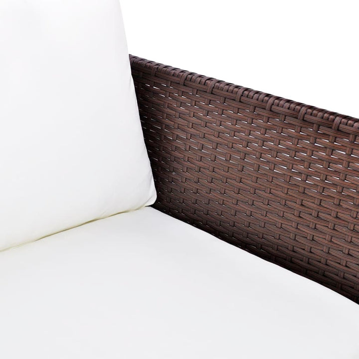 3-delige Loungeset met kussens poly rattan bruin - Griffin Retail