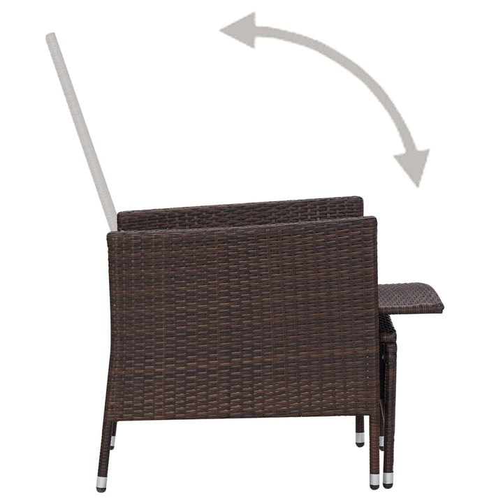 3-delige Loungeset met kussens poly rattan bruin - Griffin Retail