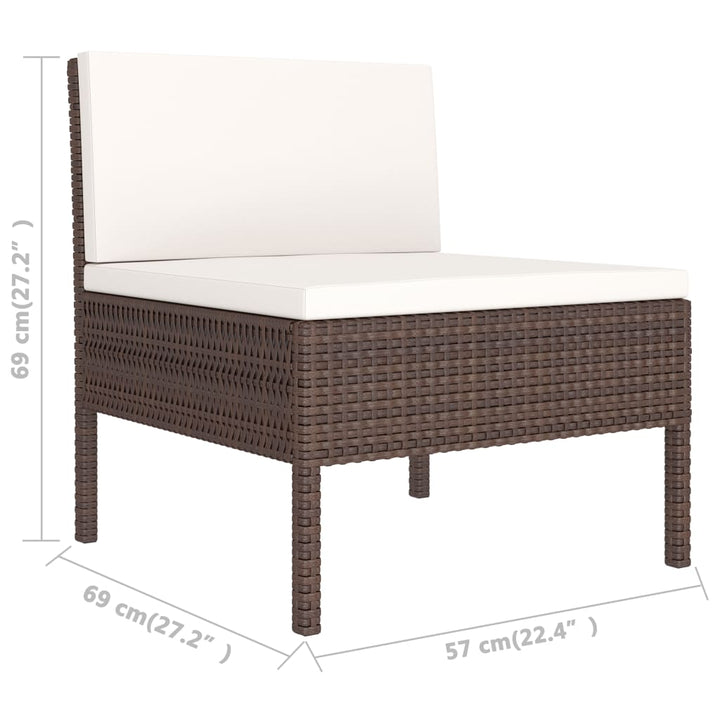 3-delige Loungeset met kussens poly rattan bruin - Griffin Retail